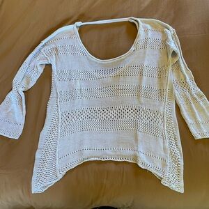 Billabong Boho Cream Open Knit Sweater, Size Small